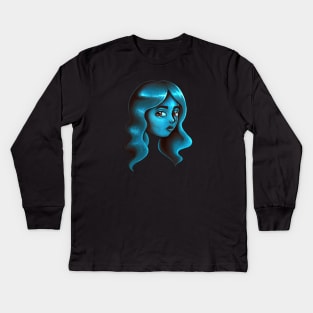 Turquoise Girl Kids Long Sleeve T-Shirt